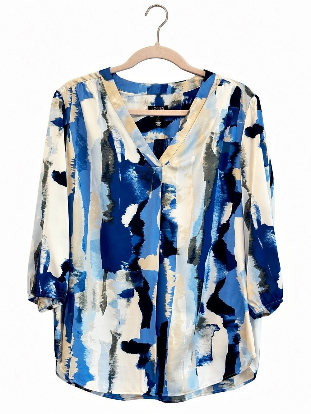 Jones New York Abstract Blue & White Blouse Size XL